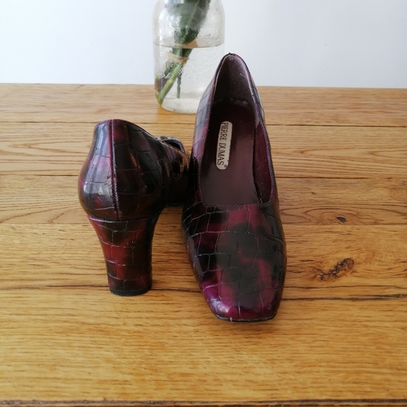 Vintage burgundy square toe heels - Picture 4 of 6